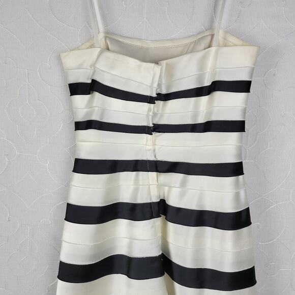 BCBG Maxazria Dress 2 Black Ivory Striped Classic A-Line Minimalist - Picture 7 of 15